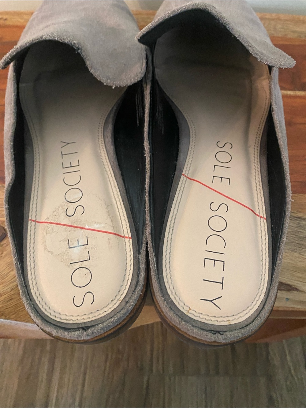 Sole Society gray/tan suede mules. Size 9.5 women’s slip on - Picture 4 of 5
